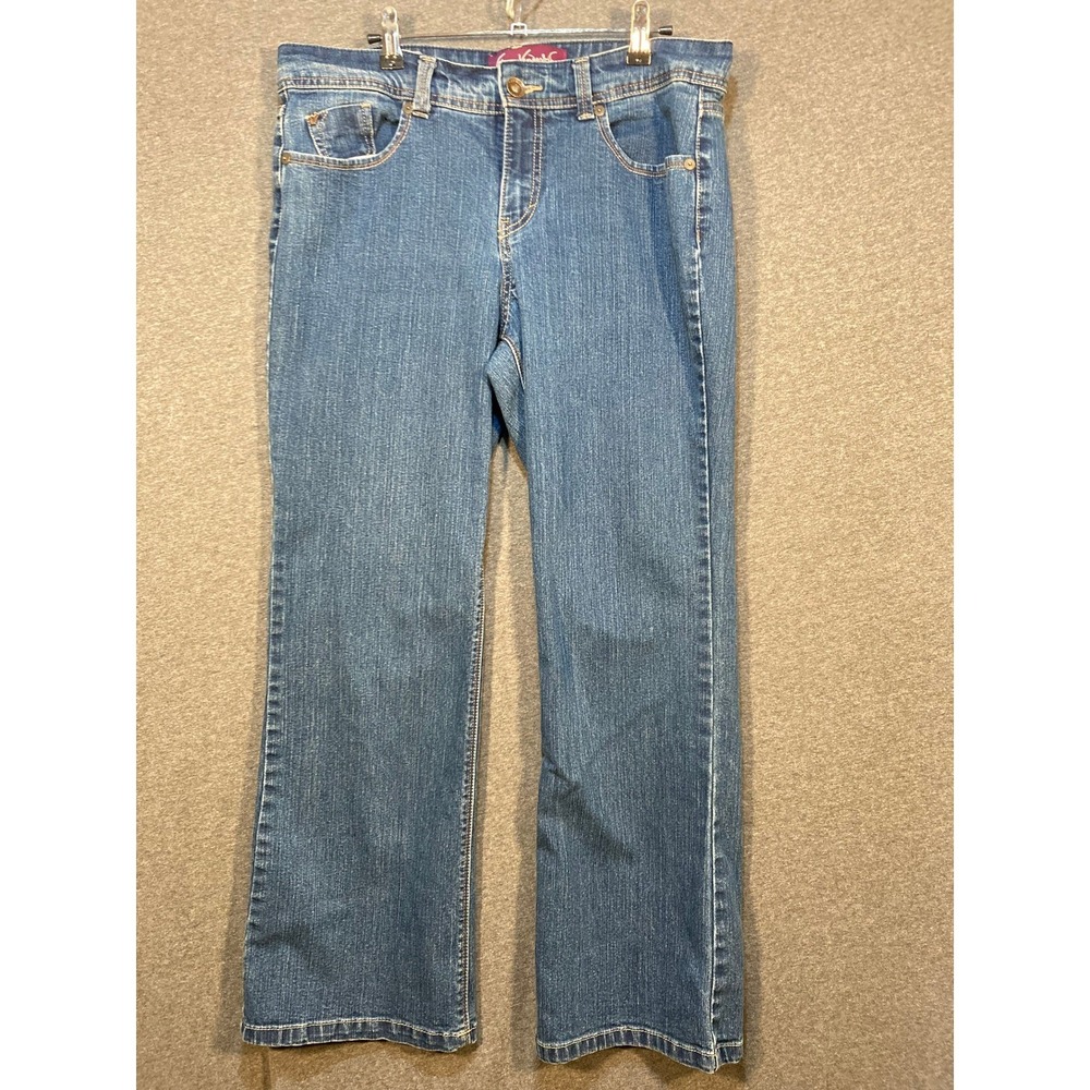 Gloria Vanderbilt Women‎ Blue Denim Bootcut Jeans Size 12 Embroidered Pockets